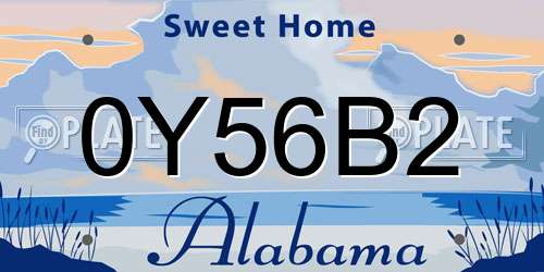 0Y56B2 Alabama License Plate