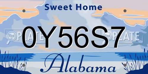 0Y56S7 Alabama License Plate