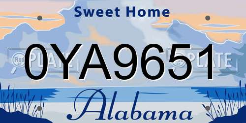 0YA9651 Alabama License Plate