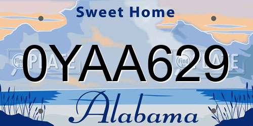 0YAA629 Alabama License Plate