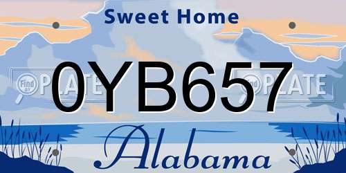 0YB657 Alabama License Plate