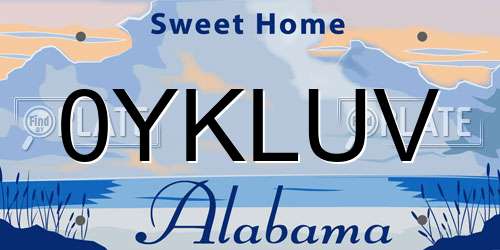 0YKLUV Alabama License Plate