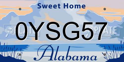0YSG57 Alabama License Plate