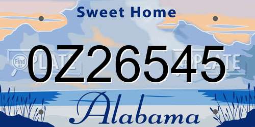 0Z26545 Alabama License Plate
