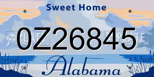 0Z26845 Alabama License Plate