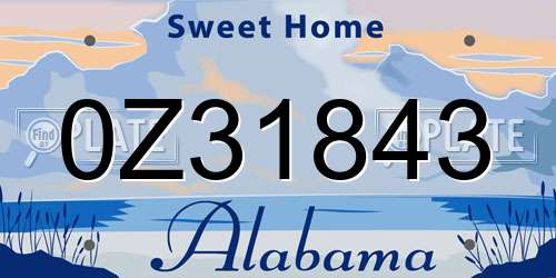 0Z31843 Alabama License Plate