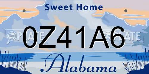 0Z41A6 Alabama License Plate