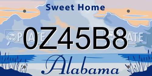 0Z45B8 Alabama License Plate