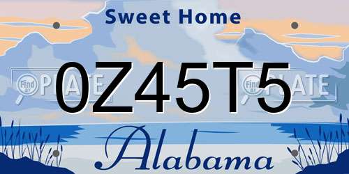 0Z45T5 Alabama License Plate