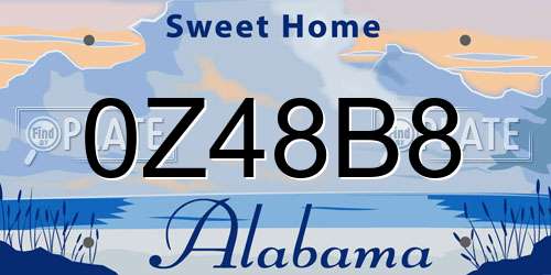 0Z48B8 Alabama License Plate