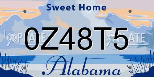 0Z48T5 Alabama License Plate