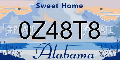 0Z48T8 Alabama License Plate