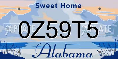 0Z59T5 Alabama License Plate