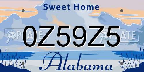 0Z59Z5 Alabama License Plate