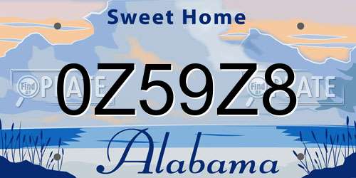 0Z59Z8 Alabama License Plate