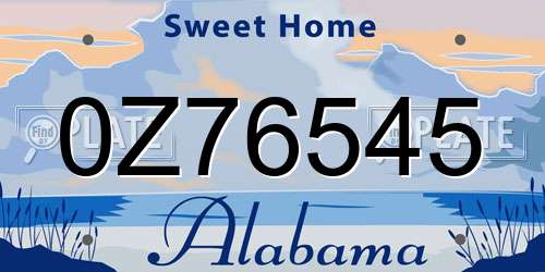 0Z76545 Alabama License Plate