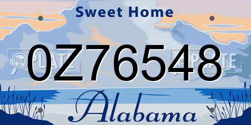 0Z76548 Alabama License Plate