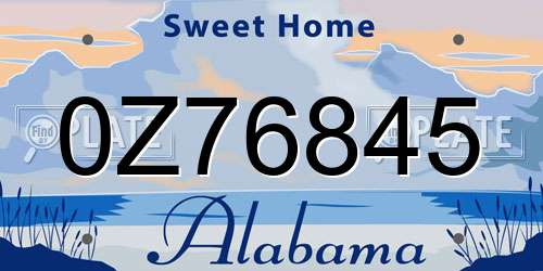0Z76845 Alabama License Plate