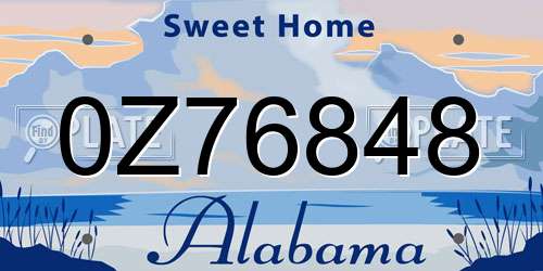 0Z76848 Alabama License Plate