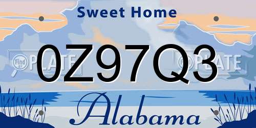 0Z97Q3 Alabama License Plate