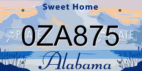 0ZA875 Alabama License Plate