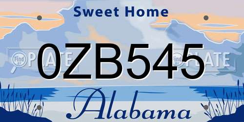 0ZB545 Alabama License Plate