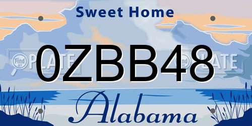 0ZBB48 Alabama License Plate