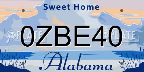 0ZBE40 Alabama License Plate