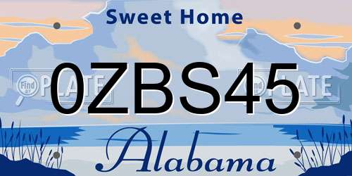 0ZBS45 Alabama License Plate