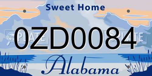 0ZD0084 Alabama License Plate