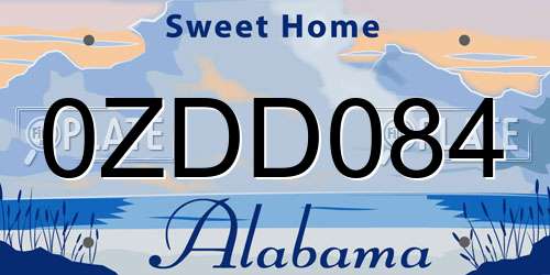 0ZDD084 Alabama License Plate