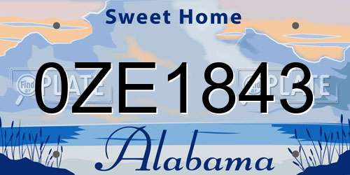 0ZE1843 Alabama License Plate