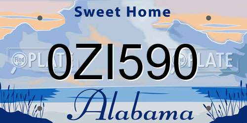 0ZI590 Alabama License Plate