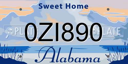 0ZI890 Alabama License Plate