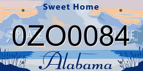 0ZO0084 Alabama License Plate