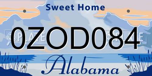 0ZOD084 Alabama License Plate