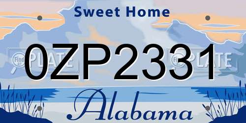 0ZP2331 Alabama License Plate
