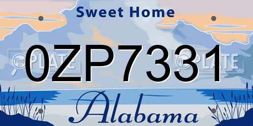 0ZP7331 Alabama License Plate