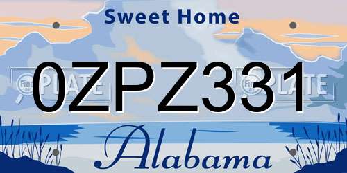 0ZPZ331 Alabama License Plate