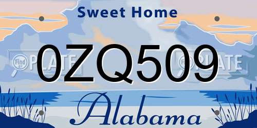 0ZQ509 Alabama License Plate