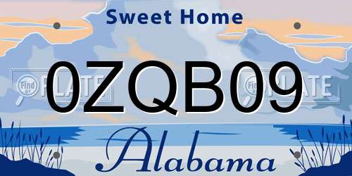0ZQB09 Alabama License Plate