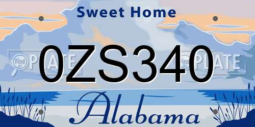 0ZS340 Alabama License Plate
