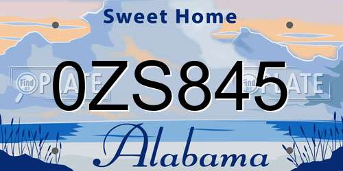 0ZS845 Alabama License Plate