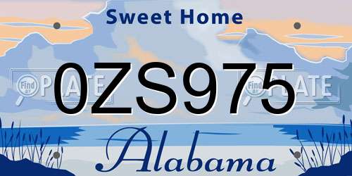 0ZS975 Alabama License Plate