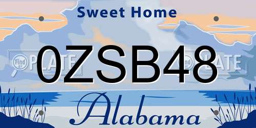 0ZSB48 Alabama License Plate