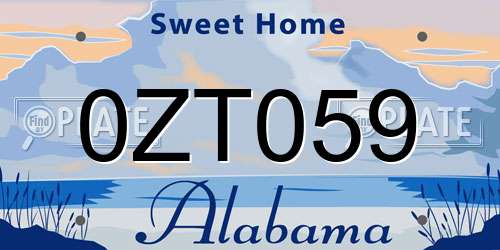 0ZT059 Alabama License Plate