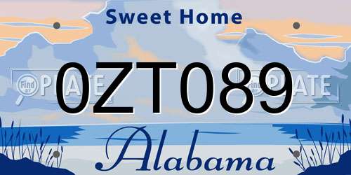 0ZT089 Alabama License Plate
