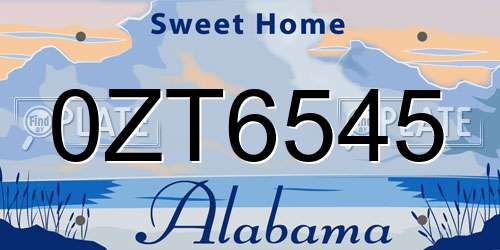 0ZT6545 Alabama License Plate