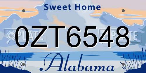 0ZT6548 Alabama License Plate