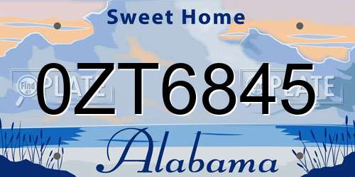 0ZT6845 Alabama License Plate
